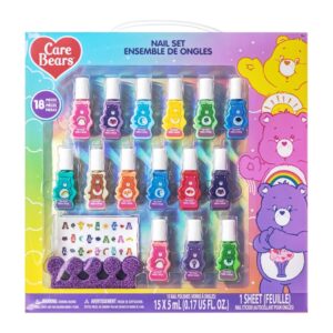 Townley Girl Care Bears 15 pcs Non-Toxic Nail Polish Set for Kids with Stickers & Toe Spacers | Peel able & Quick Dry | Birthday Gifts for Ages 3