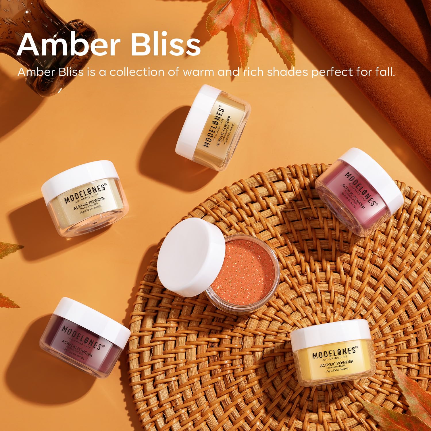 Modelones 6 Colors Acrylic Powder, Fall Autumn Acrylic Nail Powder Gold Red Yellow Orange Nail Acrylic Powder for Acrylic Nail Art 3D Nail Carving French Nail Extension, Gifts for Women - Image 4