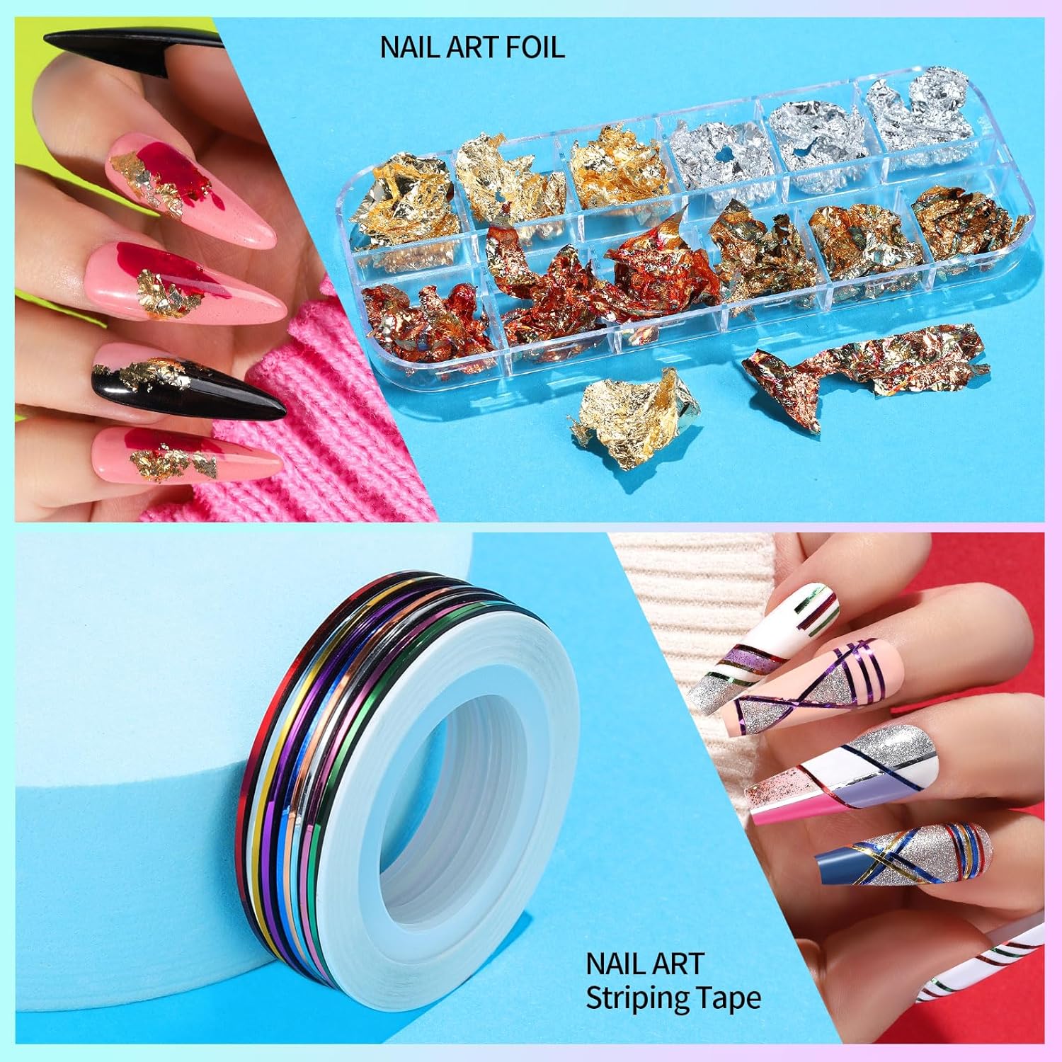 Teenitor Nail Art Kit for Beginners, Nail Art Supplies With Nail Art Brushes, Nail Dotting Tools, Nail Art Stickers, Nail Art Rhinestone, Nail Art Foil, Nail Art Tapes, Nail Accessories For Nail Art - Image 6