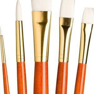 Princeton Real Value, Series 9100, Paint Brush Sets for Acrylic, Oil & Watercolor Painting, Syn-White Taklon (Rnd 1, 6, Brt 6, Flb 8, Flat 12)