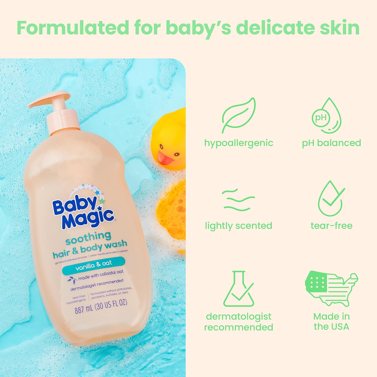 Baby Magic Soothing Hair & Body Wash, Vanilla & Oat, 30 Fl Oz - Image 6