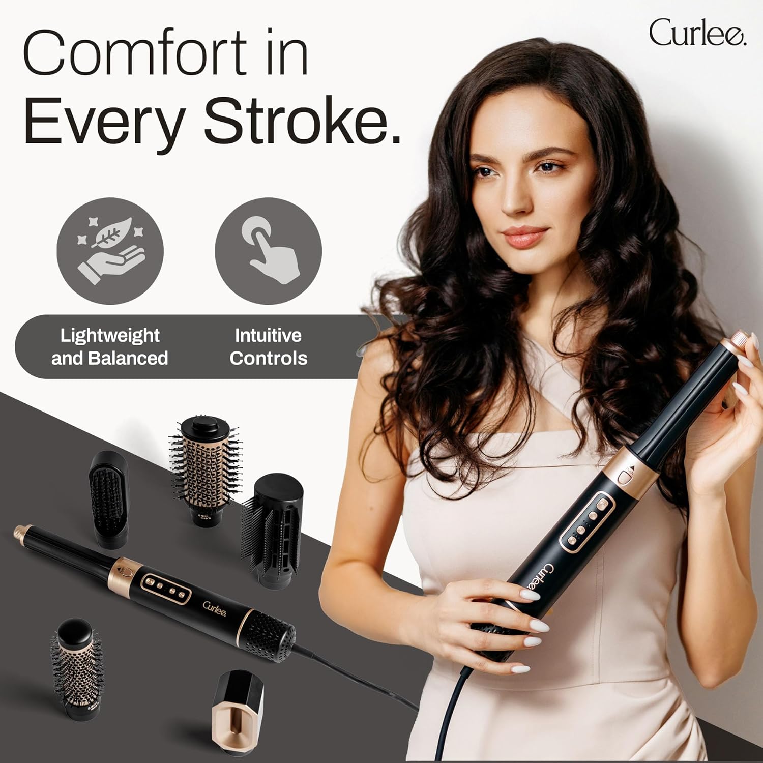 Hair Dryer Brush 1200 Watts 6 in 1 Hair Accessories Blow Dryer Automatic Curling Iron with Storage Box in Black for Curl Enhancing Hair Smoothing Volumizing Styling - by Curlee - Image 5