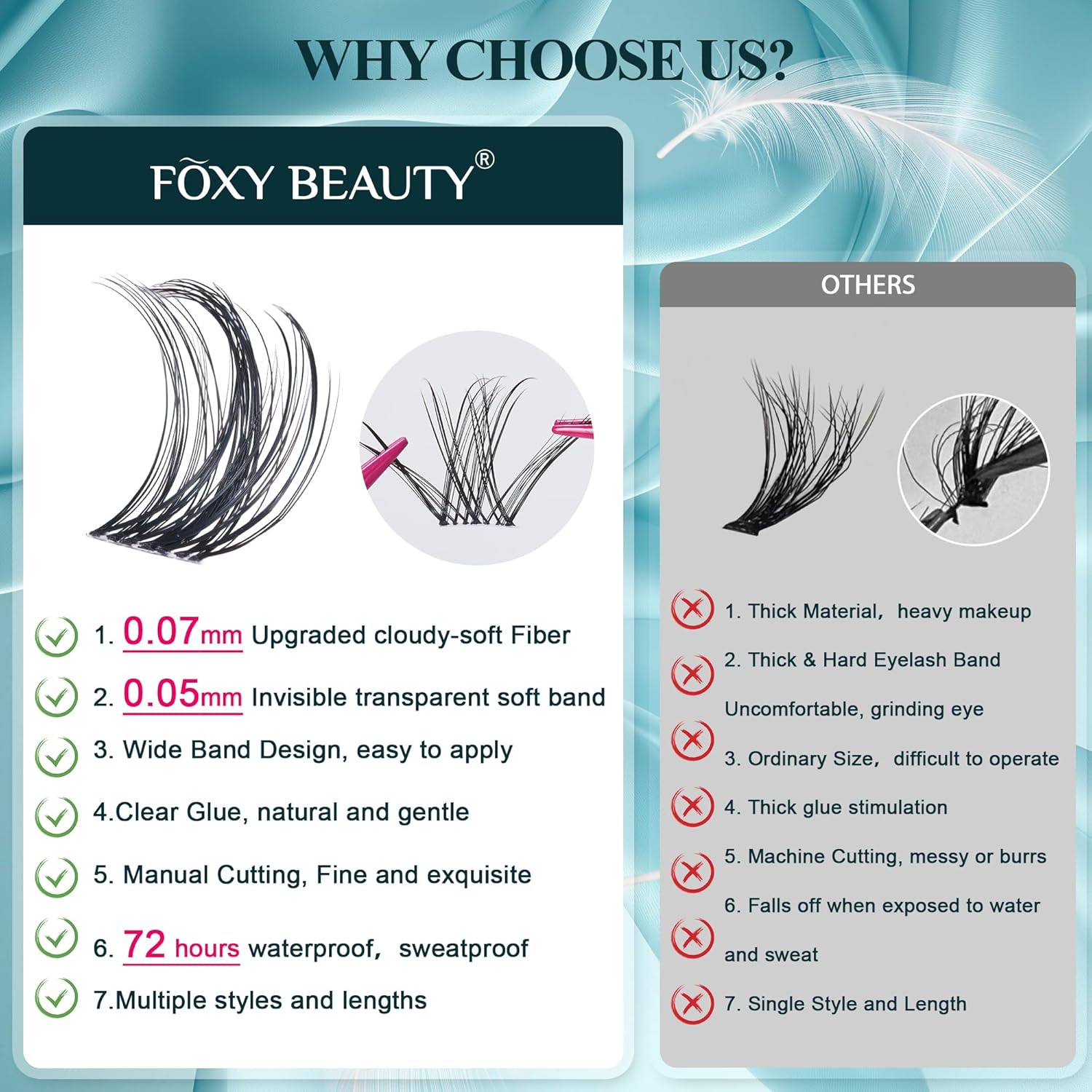 Vasa Muse 432pcs Lash Clusters Kit - Wispy Natural & Manga Spiky Lash Cluster Invisible band 8-16mm Eyelash Clusters Kit D Curl Lash Extension Kit WideSpan with Bond and Seal for Starter DIY at Home - Image 7