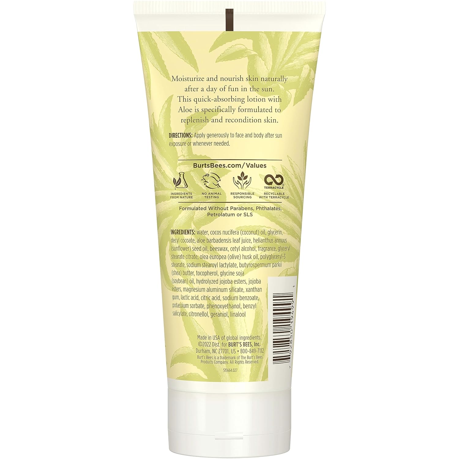 Burt's Bees After Sun Lotion with Hydrating Aloe Vera & Coconut Oil - Summer Essentials, Sunburn Relief, Natural After Sun Soother, 6 oz - Image 7