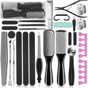 Professional Pedicure Kit, 36 in 1 Stainless Steel Foot Care Kit Foot Rasp Dead Skin Remover for Home & Salon Care, Filer