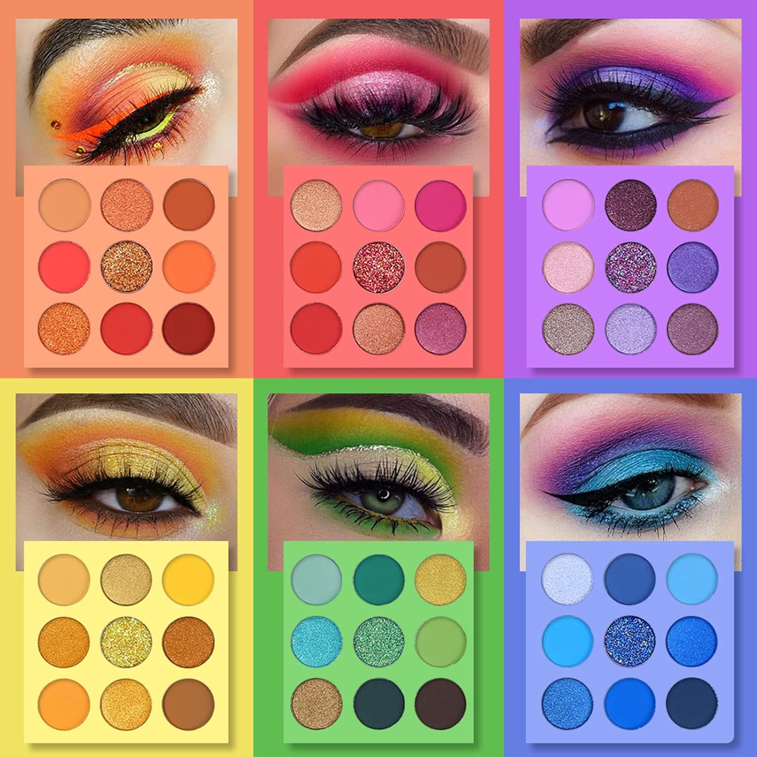 UCANBE 54 Colors Splashy Candies Eyeshadow Palette + 15pcs Makeup Brush Set, Highly Pigment Matte Metallic Shimmer Glitter Eye Shadow Bright Color Long Lasting Waterproof Easy Blending Make Up Pallet - Image 3
