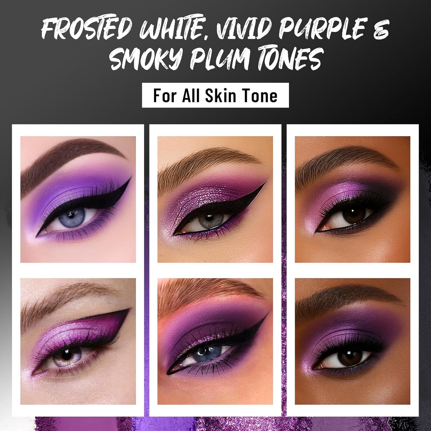 Purple Eyeshadow Palette with Mirror Lilac Violet Plum Tones Matte Shimmer Glitter 6 Colors Mini Eye Shadow Pallet Travel Size Highly Pigmented for Fairy Witch Goth Halloween Costume Makeup - Image 4