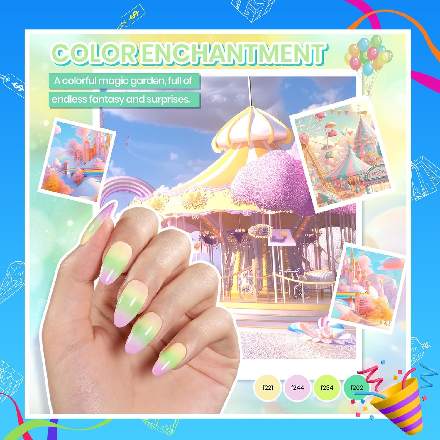 Beetles Gel Nail Polish Kit with U V Light 80Pcs Color Enchantment 55 Colors Gel Polish Starter Kit with Base Top Coat Nail Art Stickers Manicure Tools Gift for Women - Image 4