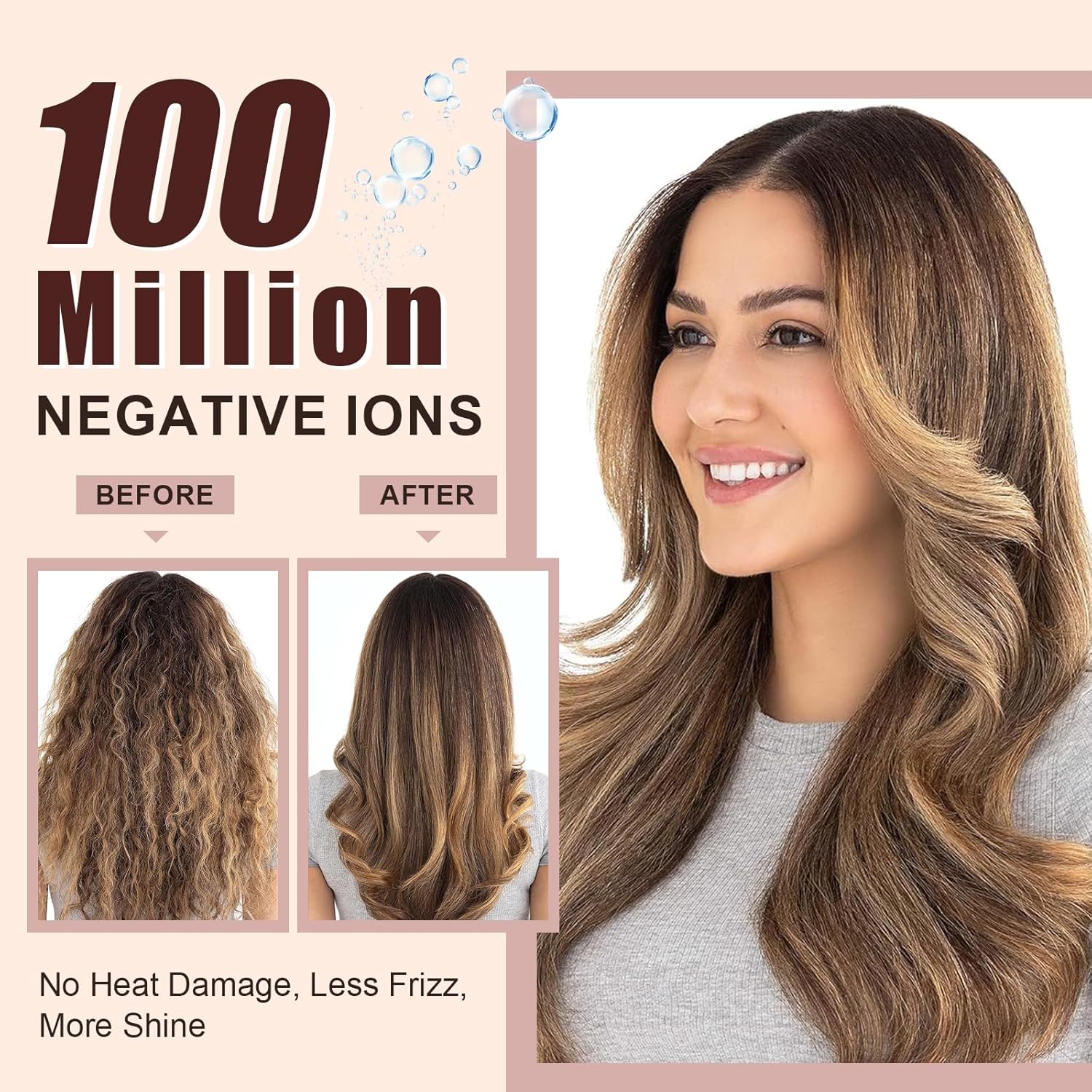 Large 4-in-1 Hot Air Brush Dryer with 75MM Titanium Barrel for Thick Hair - Image 3