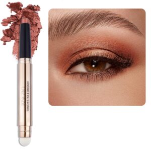 Eyeshadow Stick, Shimmer Cream Eye Shadow Pencil Crayon with Soft Smudger, Long Lasting Waterproof Eye Highlighter Eye Shadow Make Up (05 Orange Brown Shimmer)