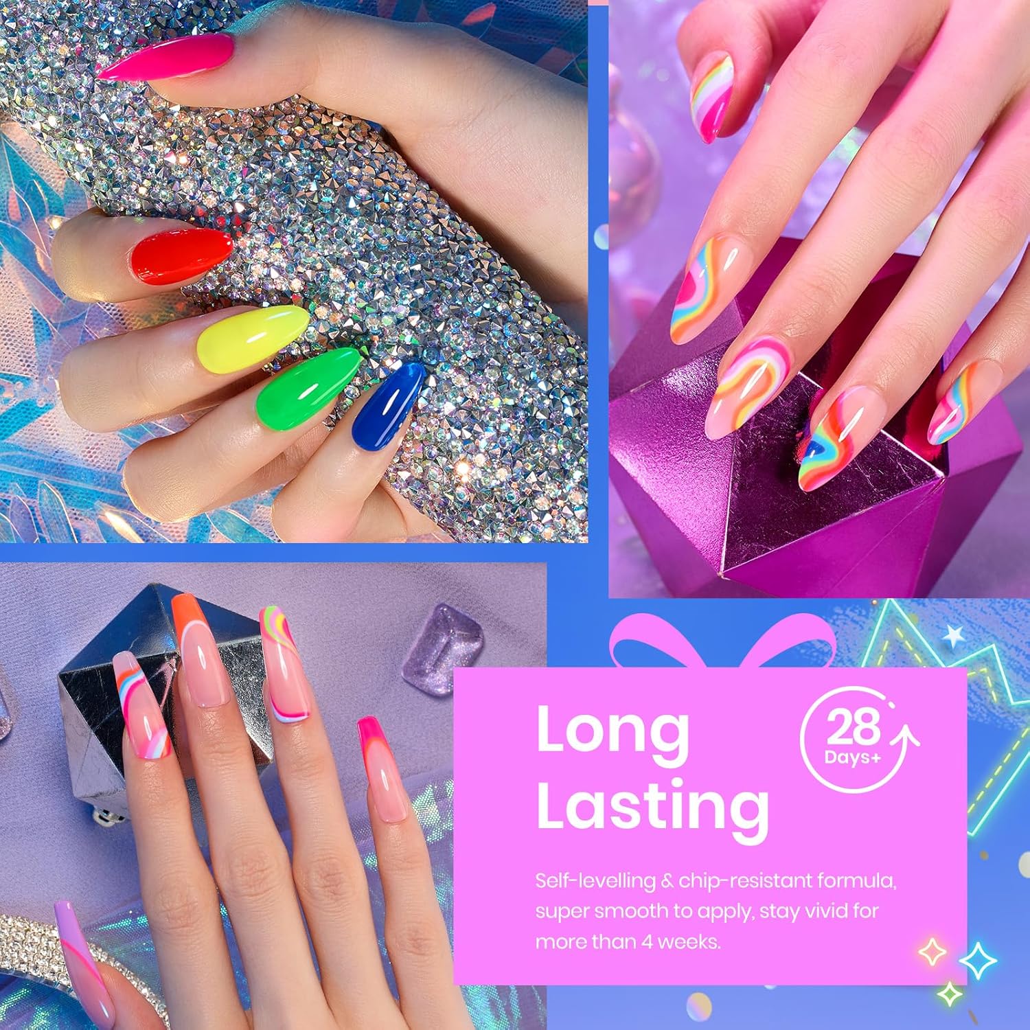 Beetles 20 Color Neon Gel Polish Kit with 3 Base and Top Coats for UV Manicure - Image 5