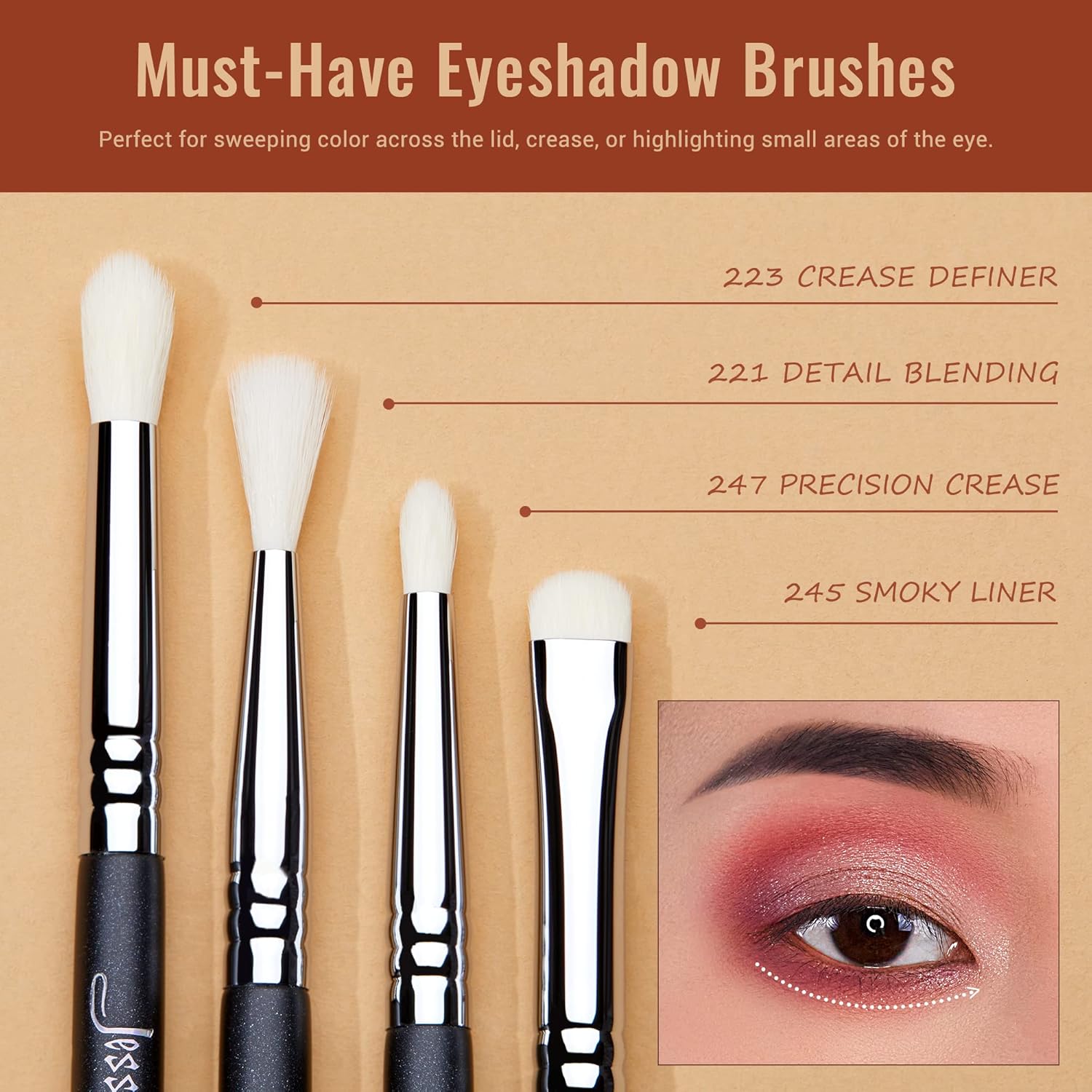 Jessup Eyeshadow Brush Set 11pcs Eye Makeup Brushes Set Professional Eye Shadow Brush Blending Brush Shader Crease Brush Black T340 - Image 5