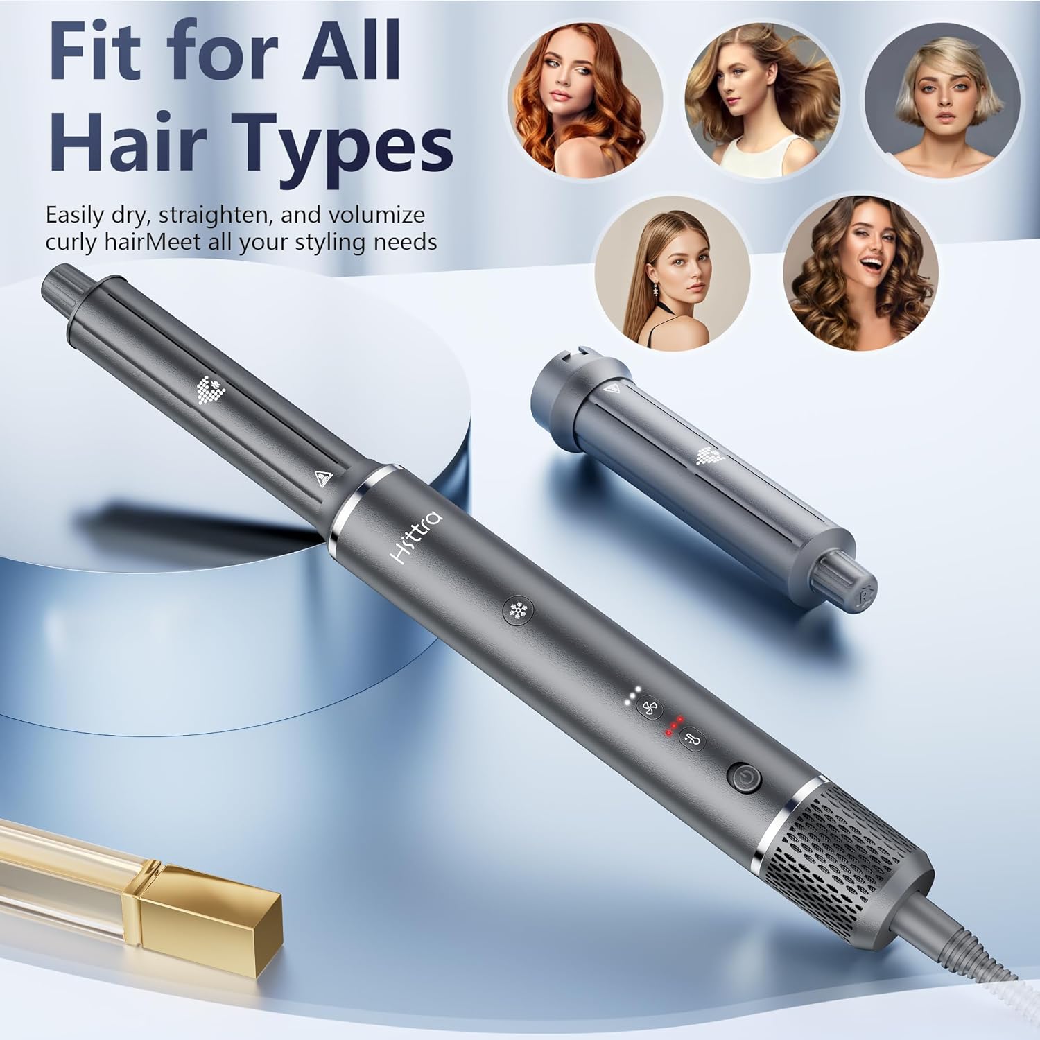 6-in-1 Multi Styler & Professional Hair Dryer Brush, Frizz-Free Hot Air Wrap Hair for Fast Drying, Volumizing, Straightening, Curling Without Heat Damage, Gift for All Hair Types' Women (Gray) - Image 8
