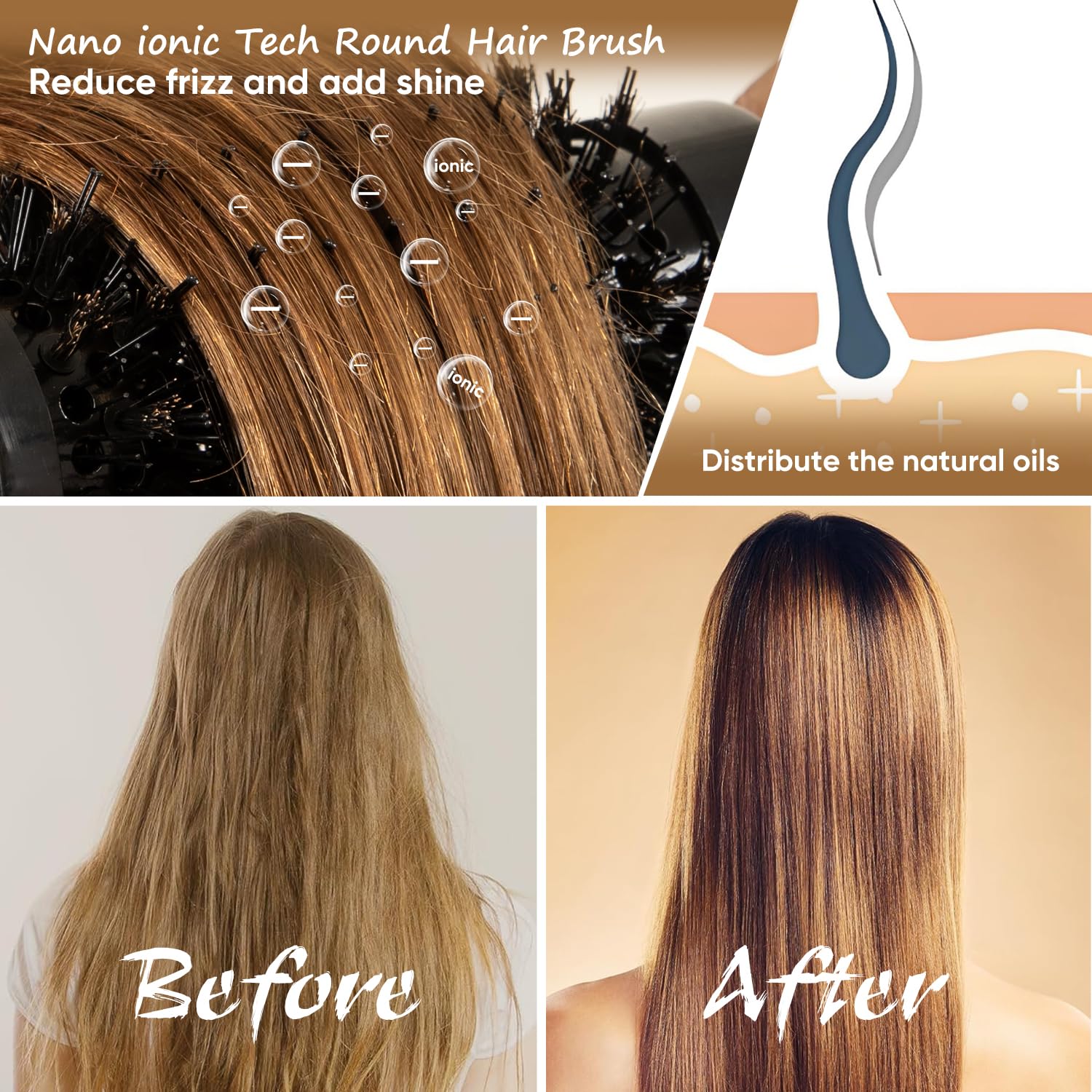 Nano Ceramic Ionic Round Brush Set 2 Pack for Professional Blow Drying and Styling - Image 6