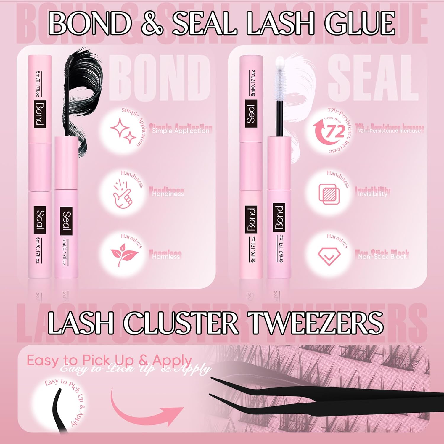 Wispy Lash Clusters Kit Cat Eye Lash Extension Kit 154pcs Cluster Eyelash Extensions Kit Individual Lashes Natural for False Eyelashes Clusters with Tweezers Lash Bond and Seal by Vanssymunlin - Image 6