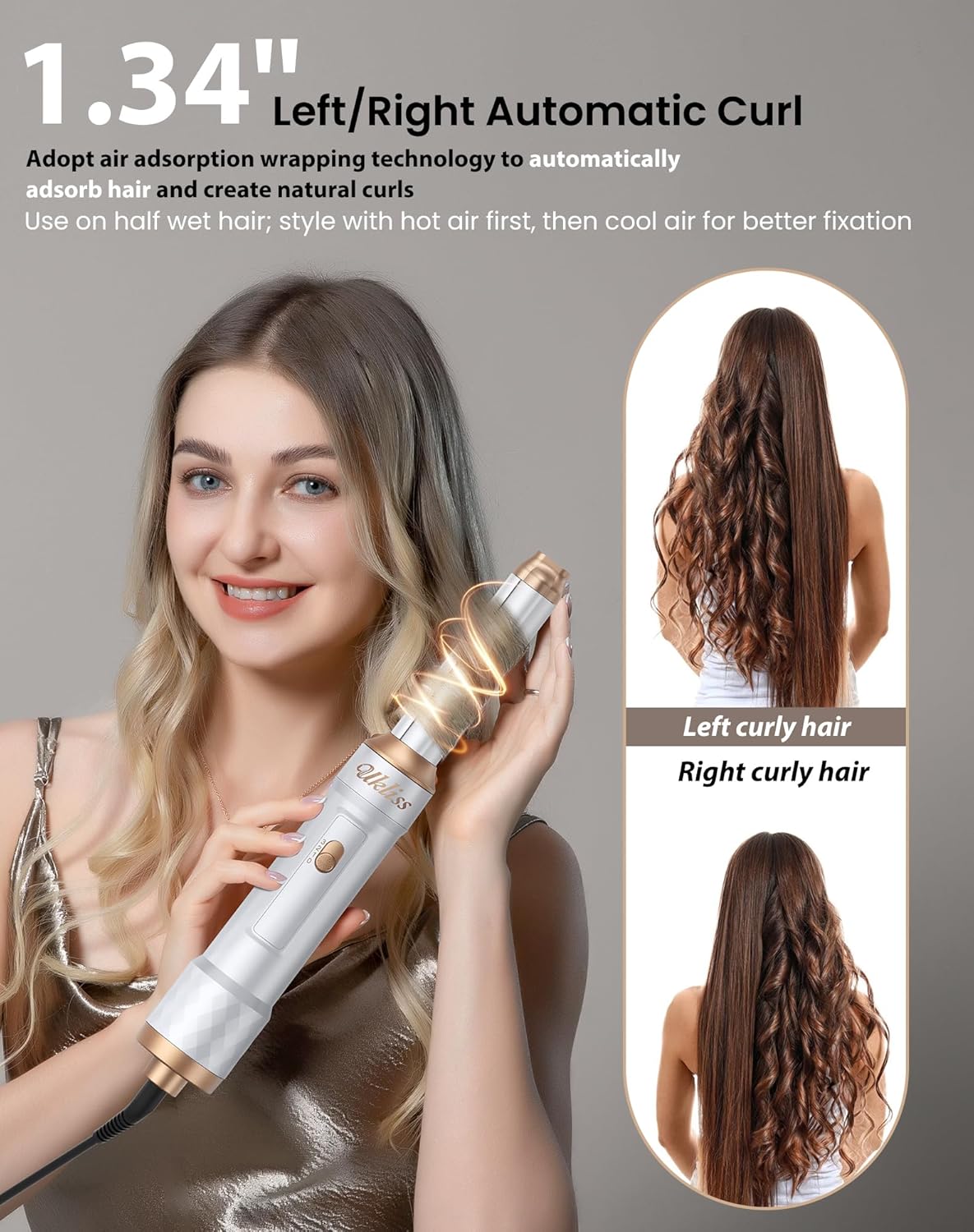 6 in 1 Hair Dryer Brush,Blow Dryer Brush Ionic Hair Dryer,Multi Hair Styler for Fast Drying Styling Curling Straightening Volumizing,Hair Curler Hair Straightener Styler Autowrap Air Styler - Image 3