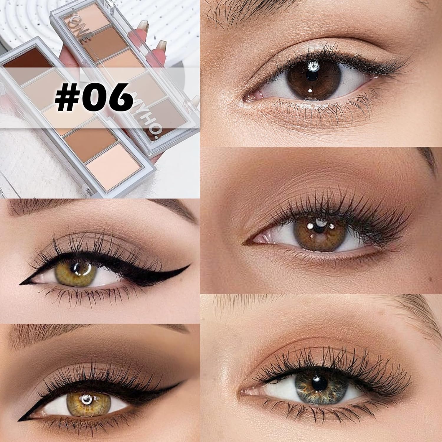 5 Colors Matte Eyeshadow Palette with Brush - Neutral Nude Taupe Dark Brown Eye Shadow Palette Makeup, Natural Waterproof Cool-Toned Eyeshadow for Green & Blue & Brown Eyes and Smokey Makeup, 06# - Image 3