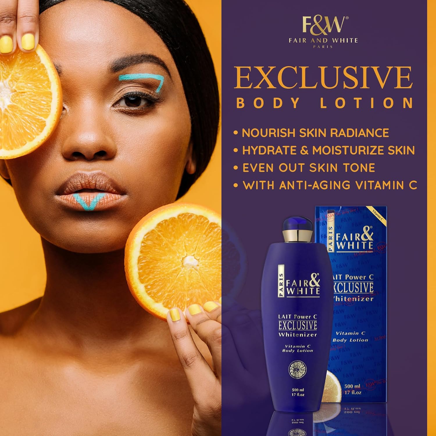 FAIR & WHITE Exclusive Body Lotion with Pure Vitamin C, 500ml / 17fl.oz - Image 3