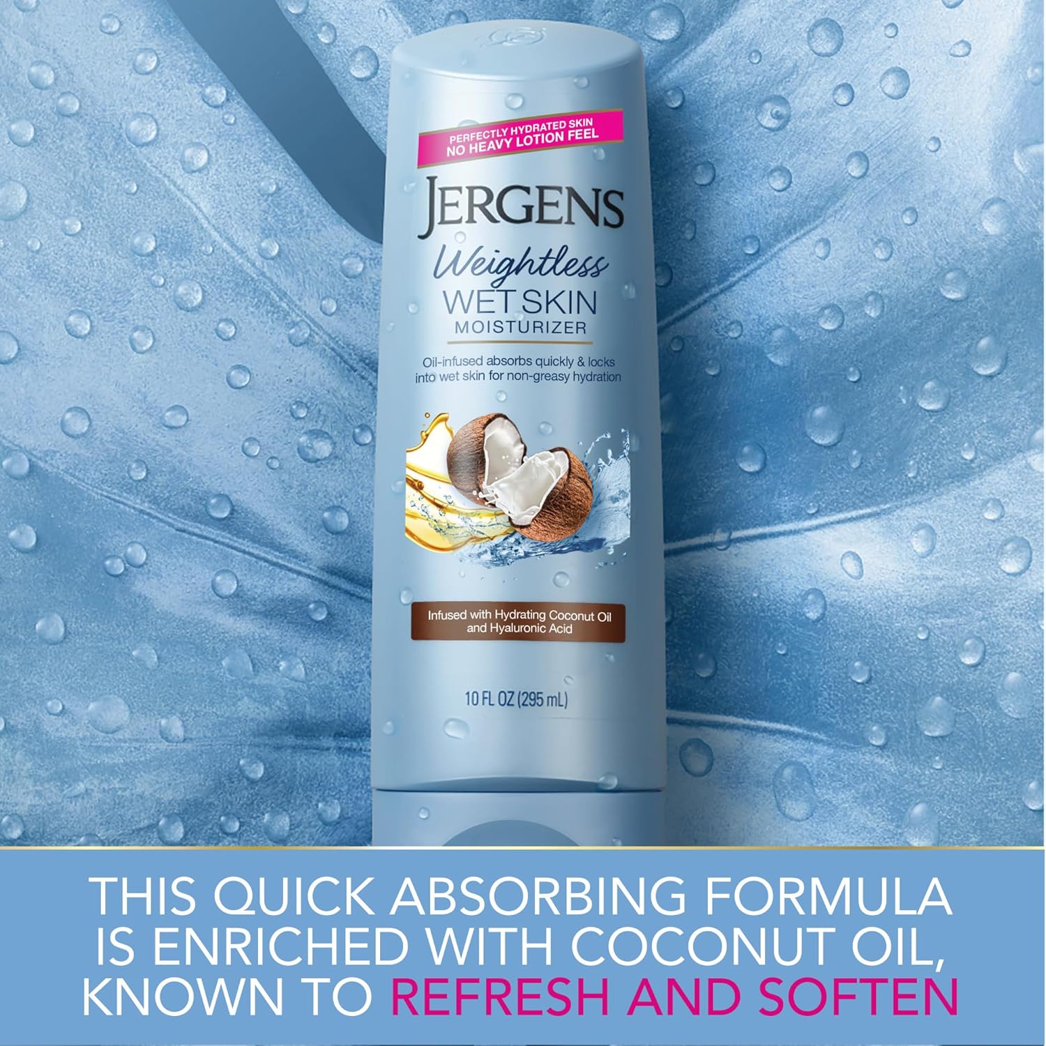 Jergens Wet Skin Body Lotion with Coconut Oil, In Shower Lotion for Dry Skin, Fast-Absorbing, Non-Sticky, Dermatologist Tested, 10 Ounce - Image 5