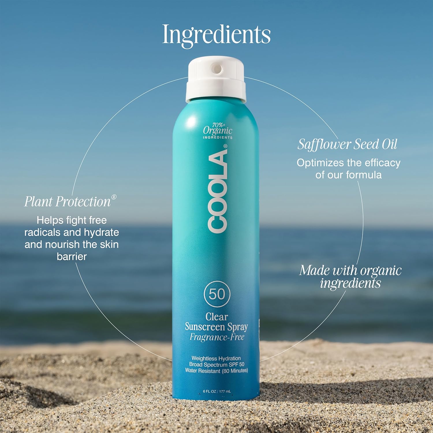 COOLA Organic Sunscreen SPF 50 Sunblock Spray, Dermatologist Tested Skin Care for Daily Protection, Vegan and Gluten Free, Fragrance Free - Image 4