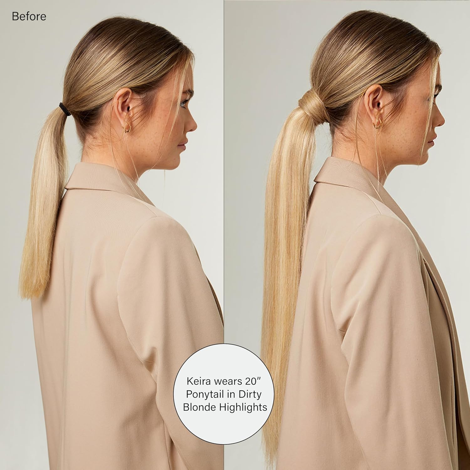 Luxy 100% Remy Human Hair, Clip-In Ponytail Extension, One-Piece Wrap & Secure Prongs - Natural Looking Volume & Length for All Hair Types 120 grams 20" Dirty Blonde Ponytail - Image 4