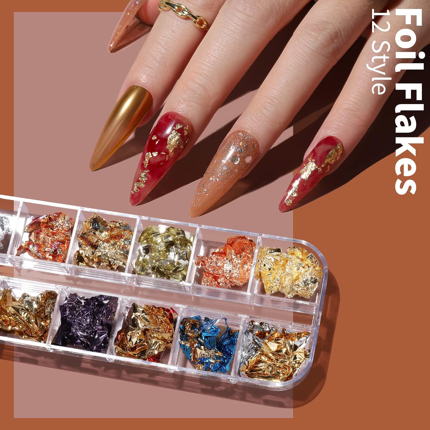 FANDAMEI 15-Piece Nail Art Brush Set with Dotting Pens, Stickers, Sequins, Foils, and Rhinestones - Image 4