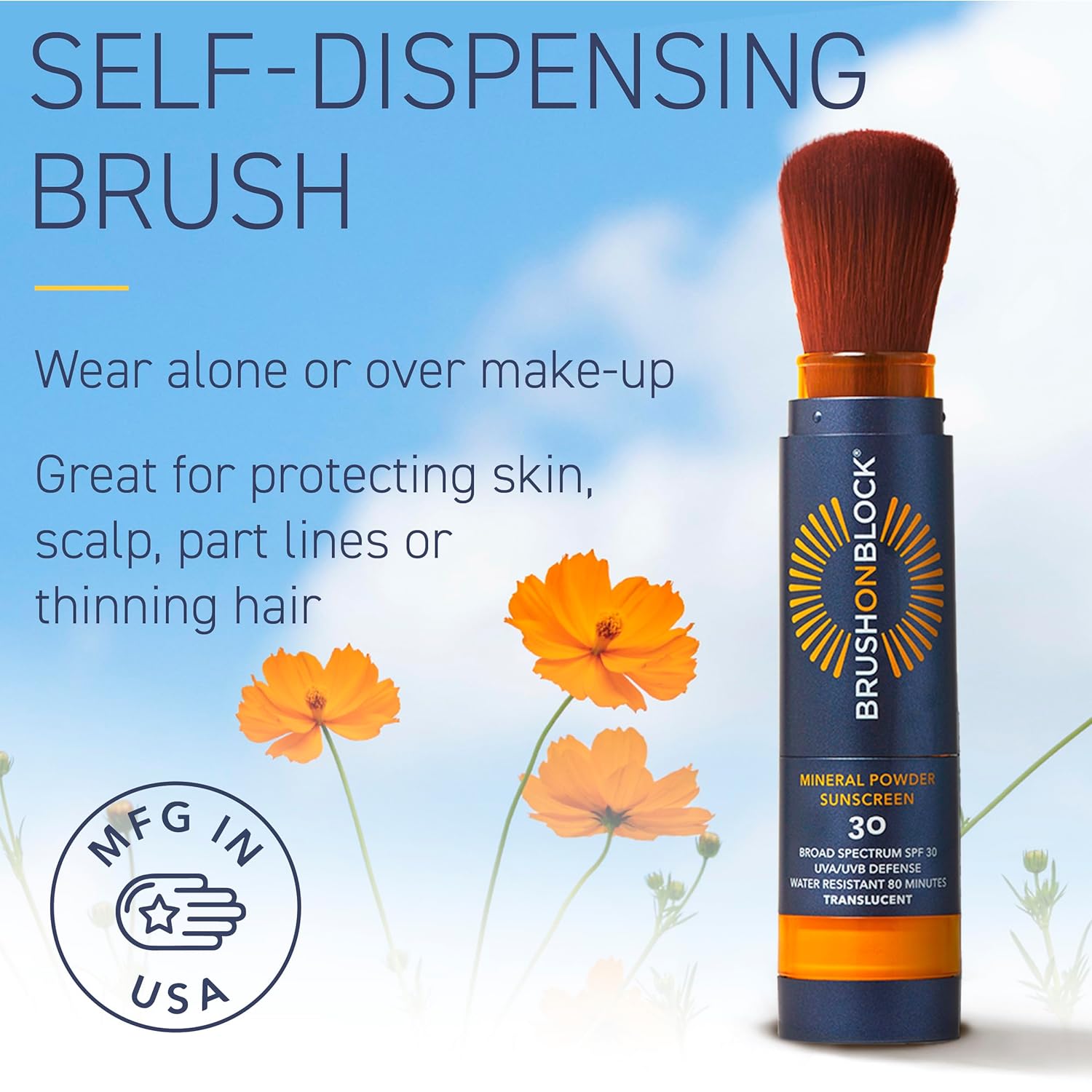 Brush On Block SPF 30 Mineral Powder Sunscreen New Formula, With Niacinamide, Hyaluronic Acid, & Vitamin C, Broad Spectrum, Water Resistant, Translucent, For All Skin Types, Reef Friendly, Mfg in USA - Image 4