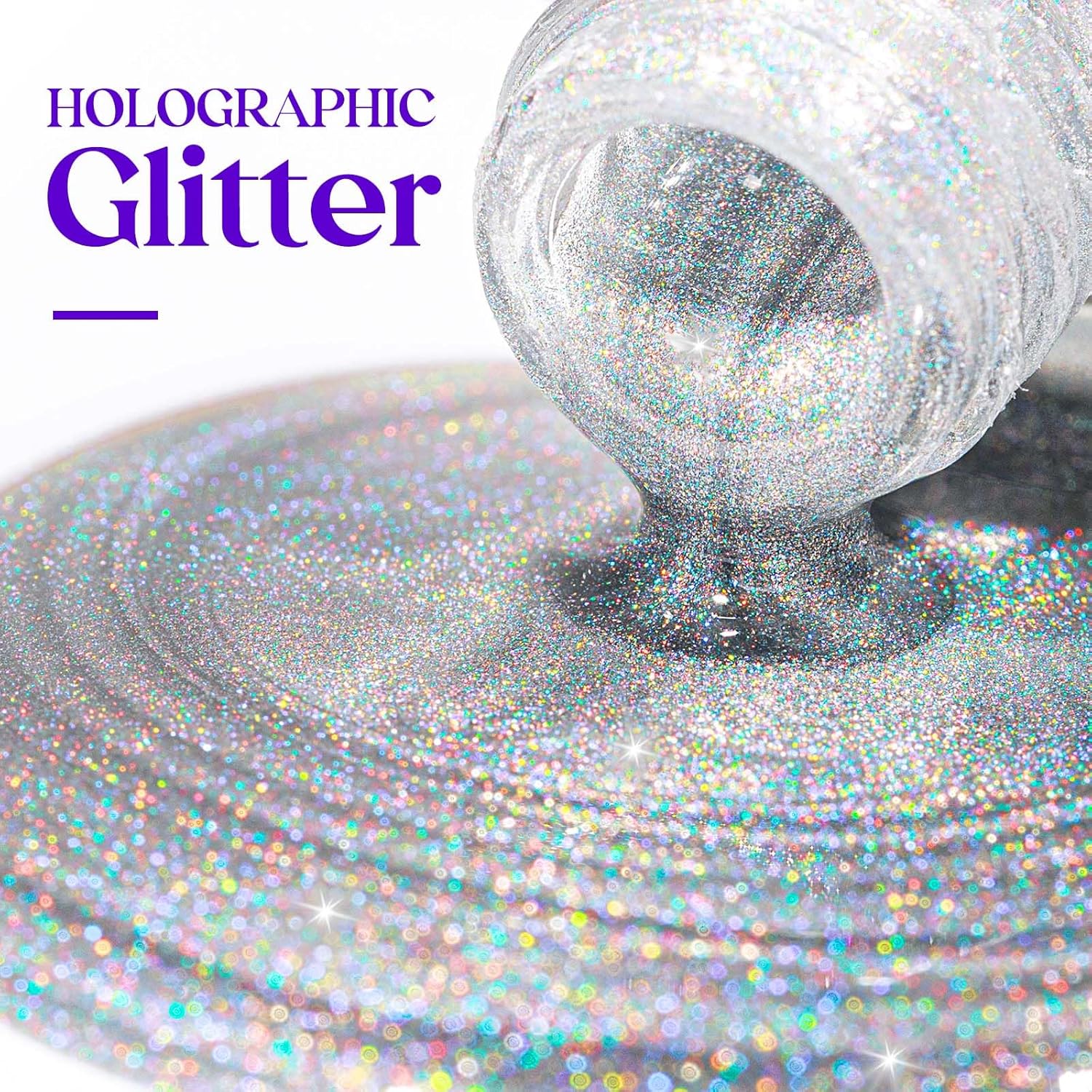 MIZHSE Holographic Nail Polish, Silver Glitter Nail Polish Air Dry Fast, 15 ml 0.5 fl oz High Glossy Shiny Nail Pigment Oil-based Laser Iridescent Nail Lacquer Chrome Halo Nail Art Salon Manicure Home - Image 2