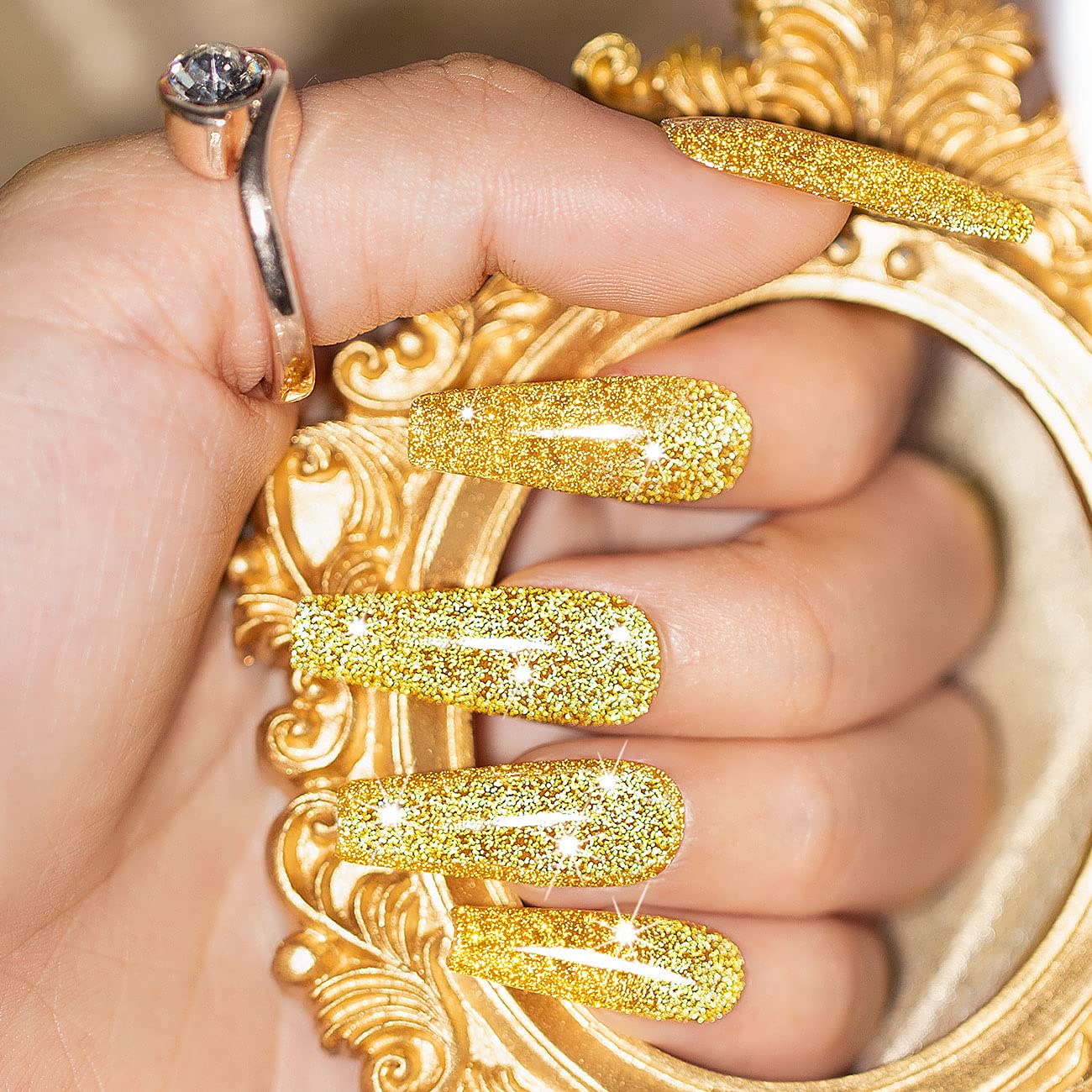 Glitter Gel Nail Polish, Gold Diamond Gelpolish Spark Shiny Nail Art Soak Off U V L E D Lacquer Gel Nail Starter Manicure Salon DIY at Home RAR82 - Image 3