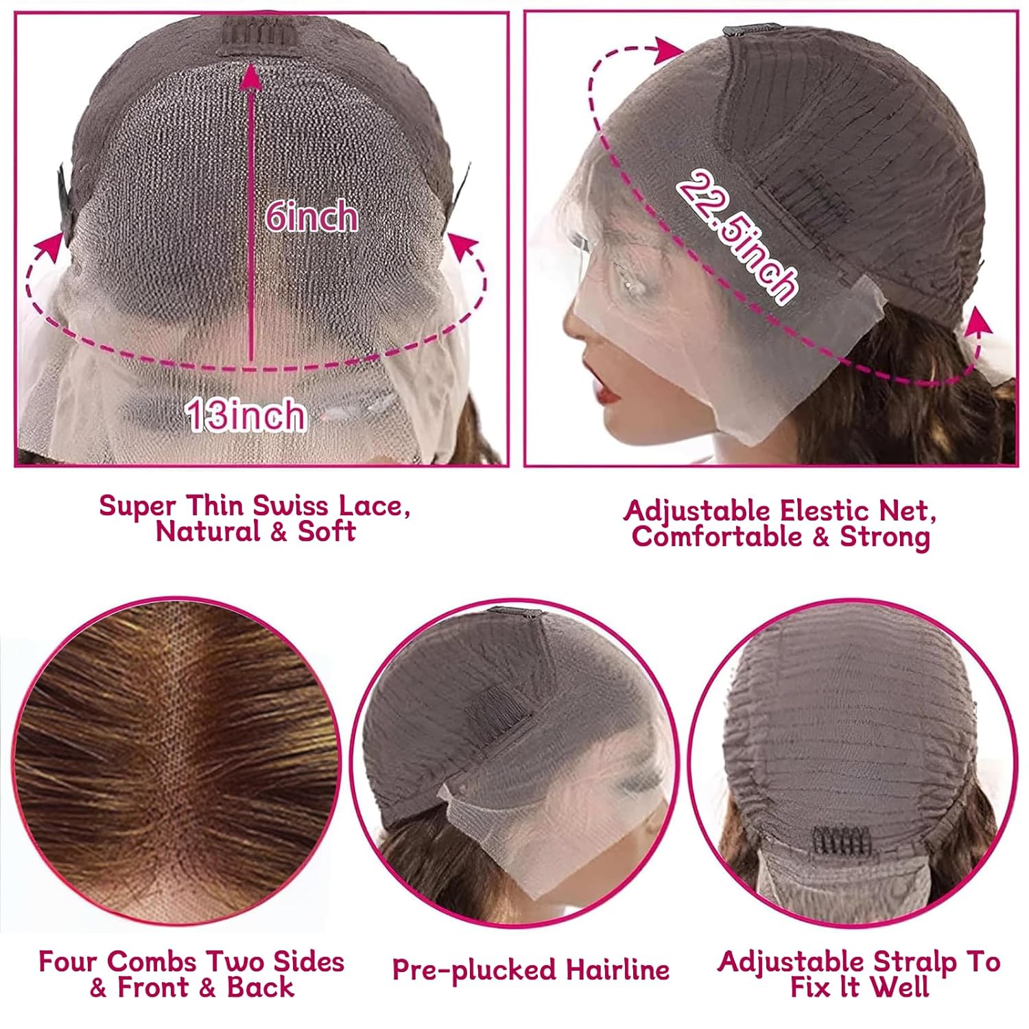 Highlight Ombre Lace Front Wig Human Hair 28Inch Honey Blonde Lace Front Wigs Human Hair 13x6 HD Lace Front Wig Human Hair 180% Density 4/27 Colored Straight Human Hair Pre Plucked with Baby Hair - Image 4