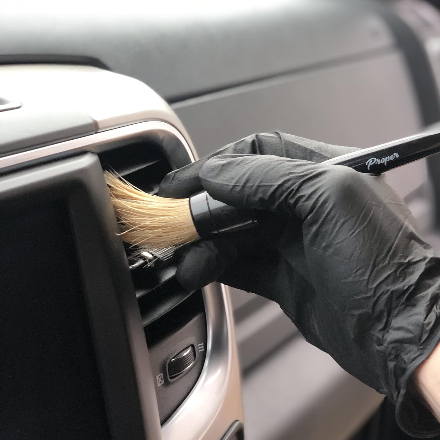Car Detailing Brush Set, Premium Soft Boars Hair Bristles, Clean Auto Interior (Leather Seats, Air Vents) or Exterior (Wheels, Paint, Emblems) Detail Brushes Car Detailing Starter Pack (3 Pack) - Image 5