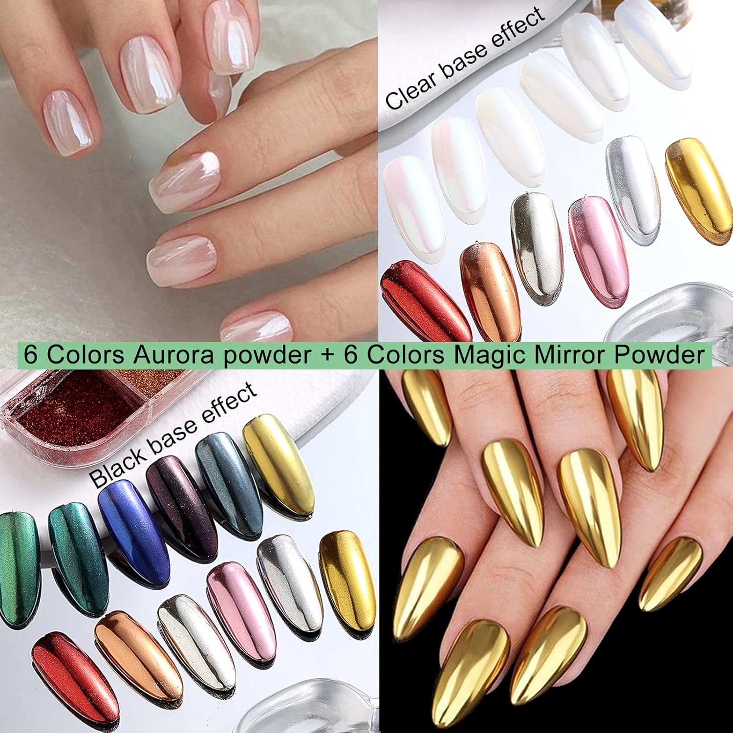 2 Boxes 24 Colors Chrome Nail Powder Set Holographic Mirror Effect 1g Grids - Image 3