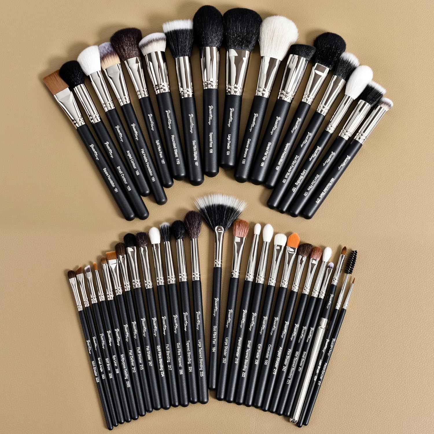 Makeup Artist MUST HAVES 42Pcs Makeup Brushes Set with Real Natural Goat Hair By BUEART DESIGN (42Pcs Matte Pearl Black) - Image 5