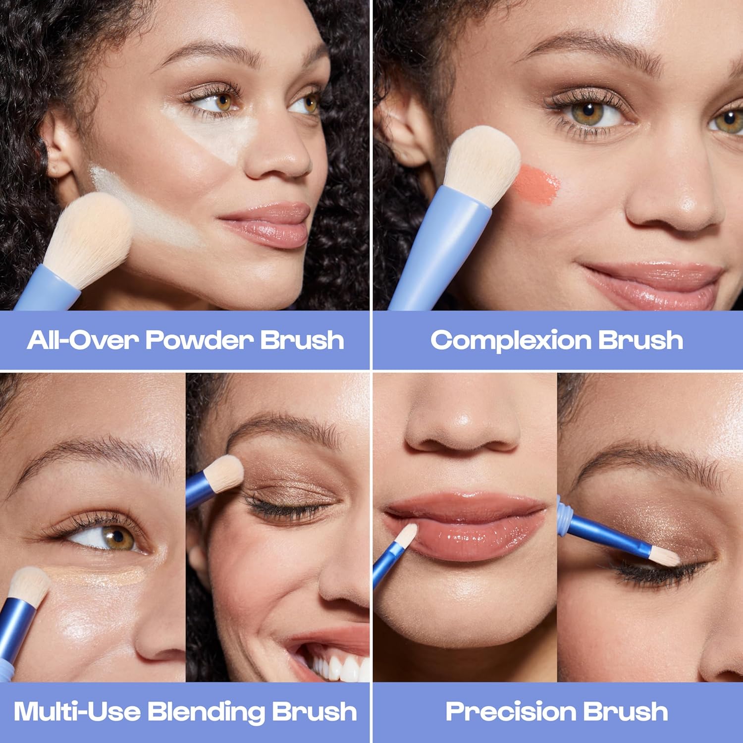 Alleyoop Overachiever 4-in-1 Travel Makeup Brush Set – Powder, Blending, Precision & Complexion Brushes – Mini Makeup Brush for Women, Vegan, Multi-Use & Travel-Friendly Makeup Tool - Image 4