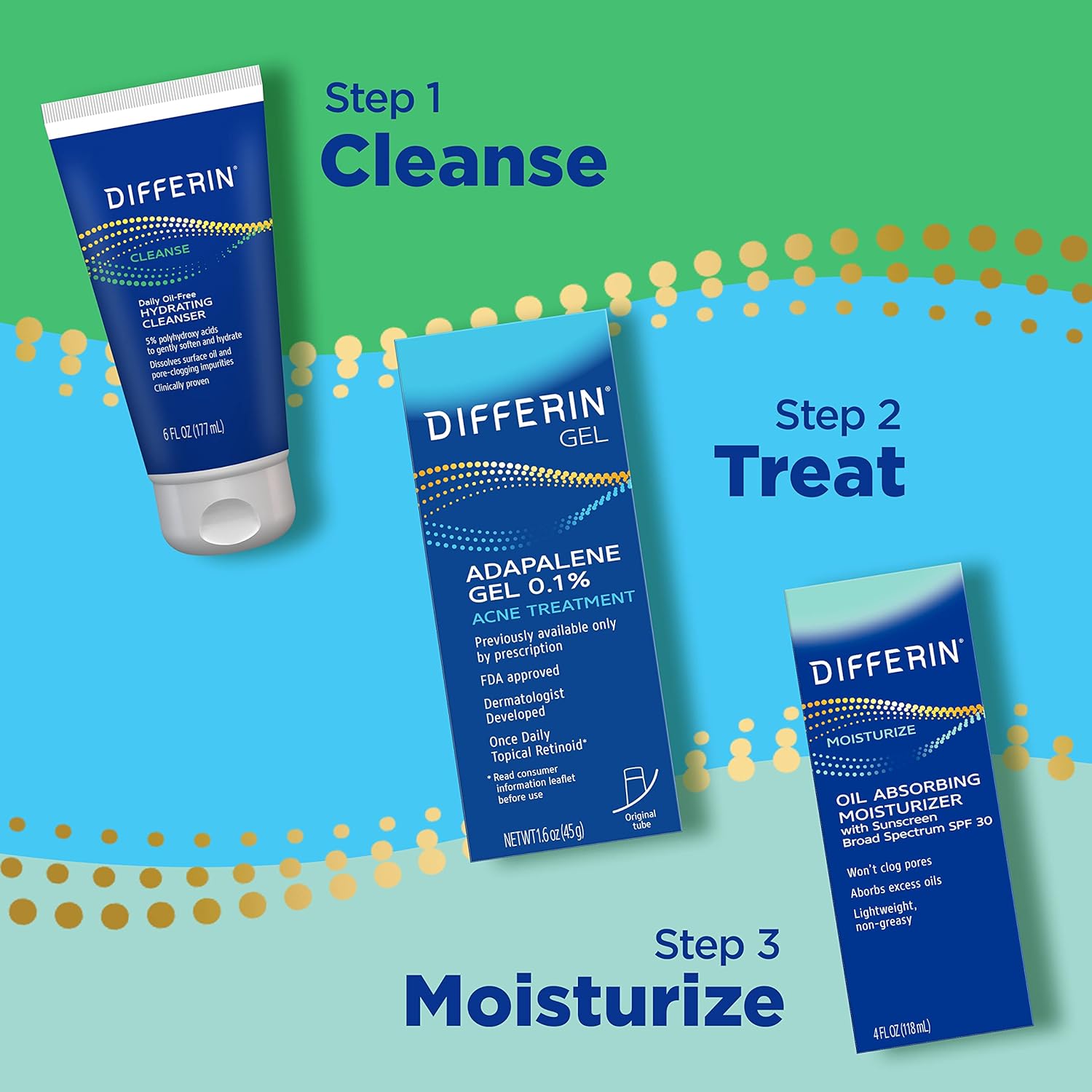 Differin Oil Absorbing Moisturizer with SPF 30, Sunscreen for Face by the makers of Differin Gel, Gentle Skin Care for Acne Prone Sensitive Skin, 4 oz (Packaging May Vary) - Image 6