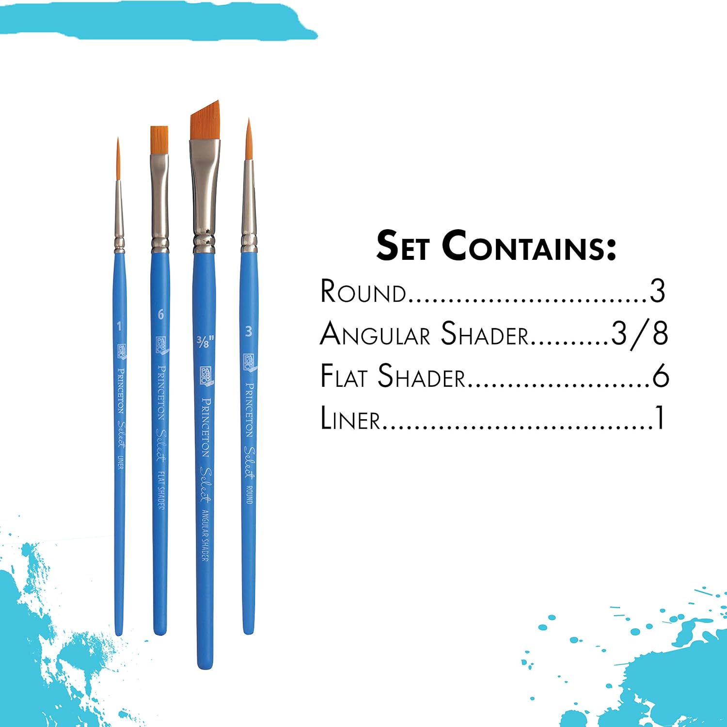 Princeton Select Artiste Paintbrush, 13-4 Brush Set, Blue - Image 3