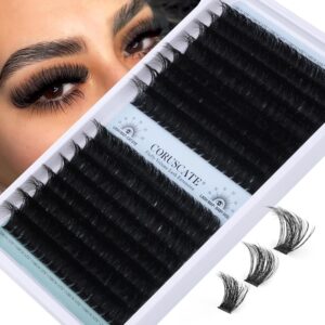 Lash Clusters 120D+150D Eyelash Clusters Long Individual Lashes 14-20mm Thick Cluster Eyelash Extensions 256pcs Volume Strip Eyelashes Mink DIY Cat Eye Lashes Extension by CORUSCATE