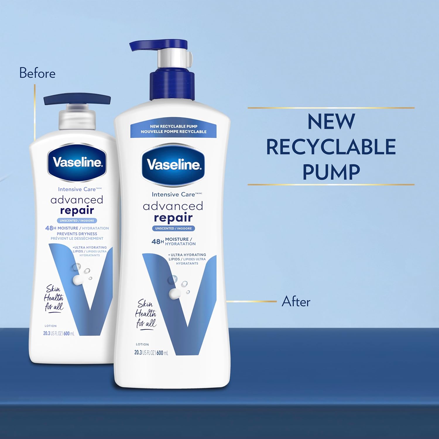 Vaseline Intensive Care Unscented Advanced Repair Body Lotion - Ultra-Hydrating with Lipids for Extremely Dry Skin, 20.3 oz, Pack of 3 - Image 3