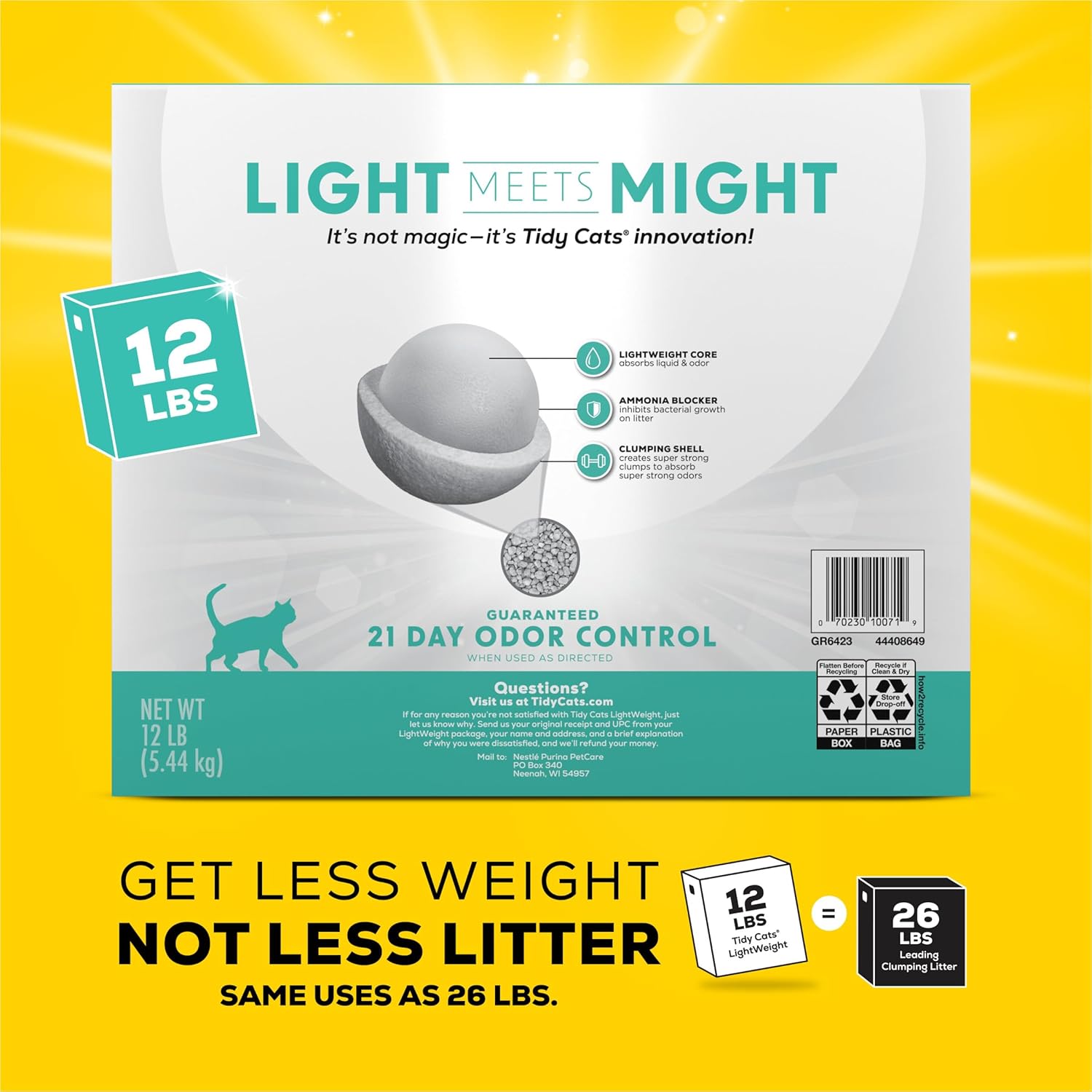 Purina Tidy Cats Low Dust, Clumping Cat Litter Odor Control, Lightweight Free and Clean Unscented, Multi Cat Litter - 12 lb. Box - Image 6