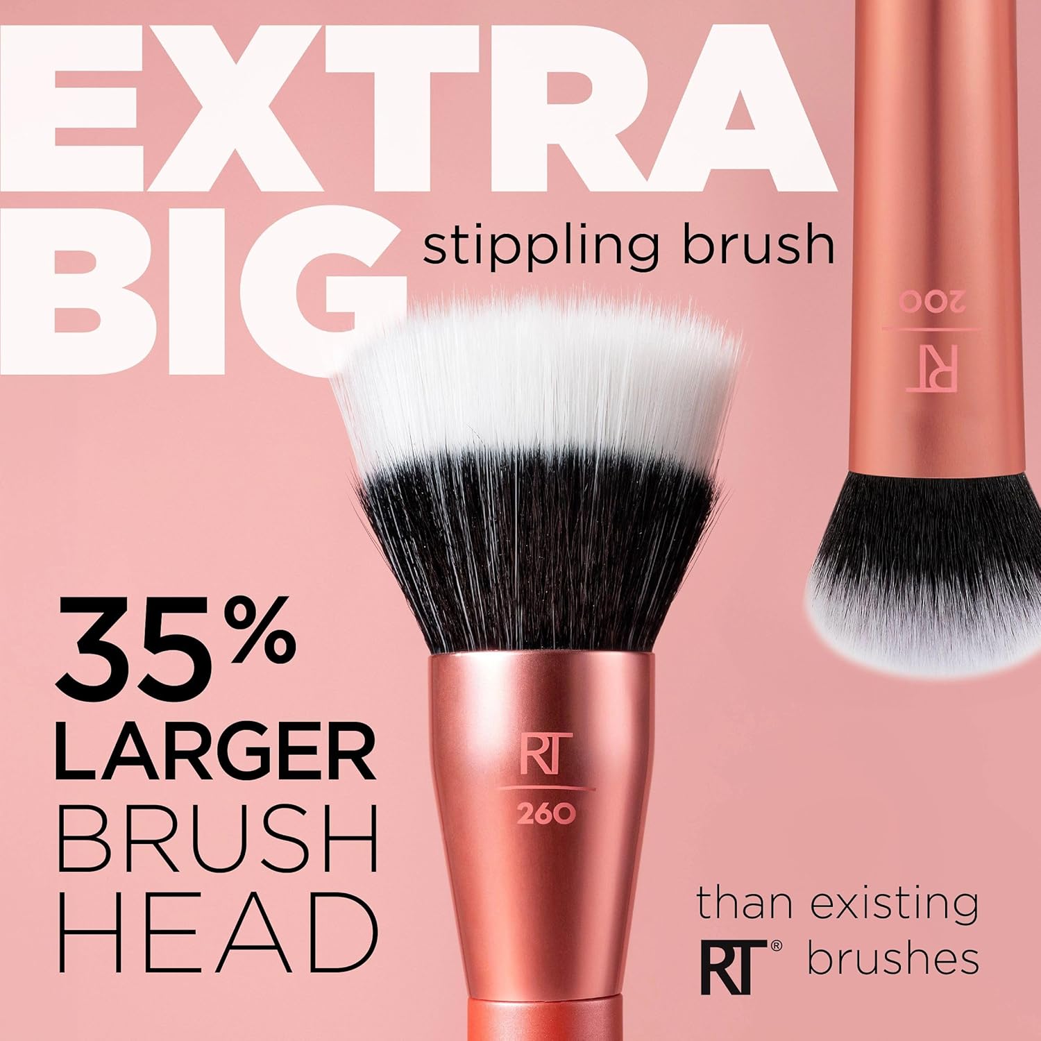 Real Techniques Extra Big Stippling Brush, Large Makeup Brush for Liquid & Cream Foundation, BB/CC Cream, Skin Tints, XL Oversized Brush, Cruelty-Free, Synthetic Bristles, 1 Count - Image 3