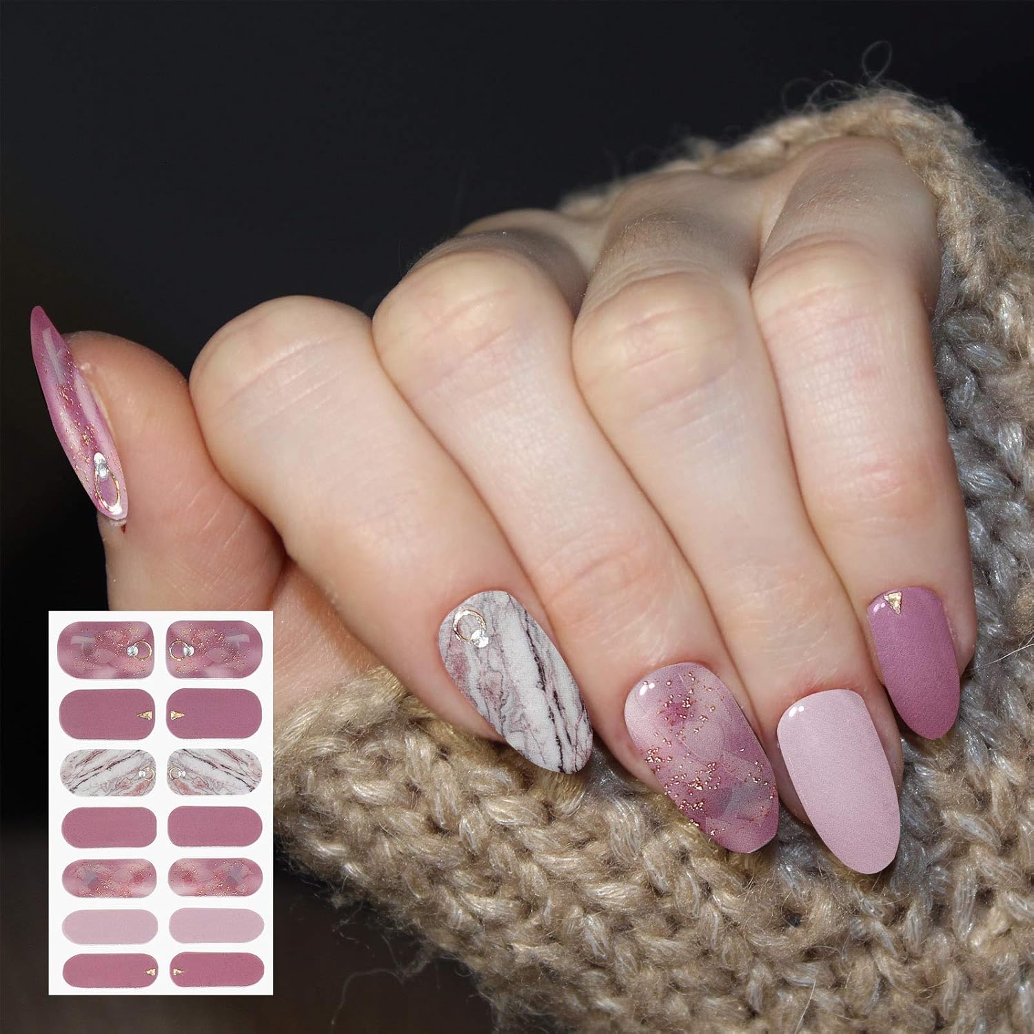140 Pcs Glitter Gradient Full Wrap Nail Stickers 10 Sheets with 2 Nail Files Classic Style - Image 5