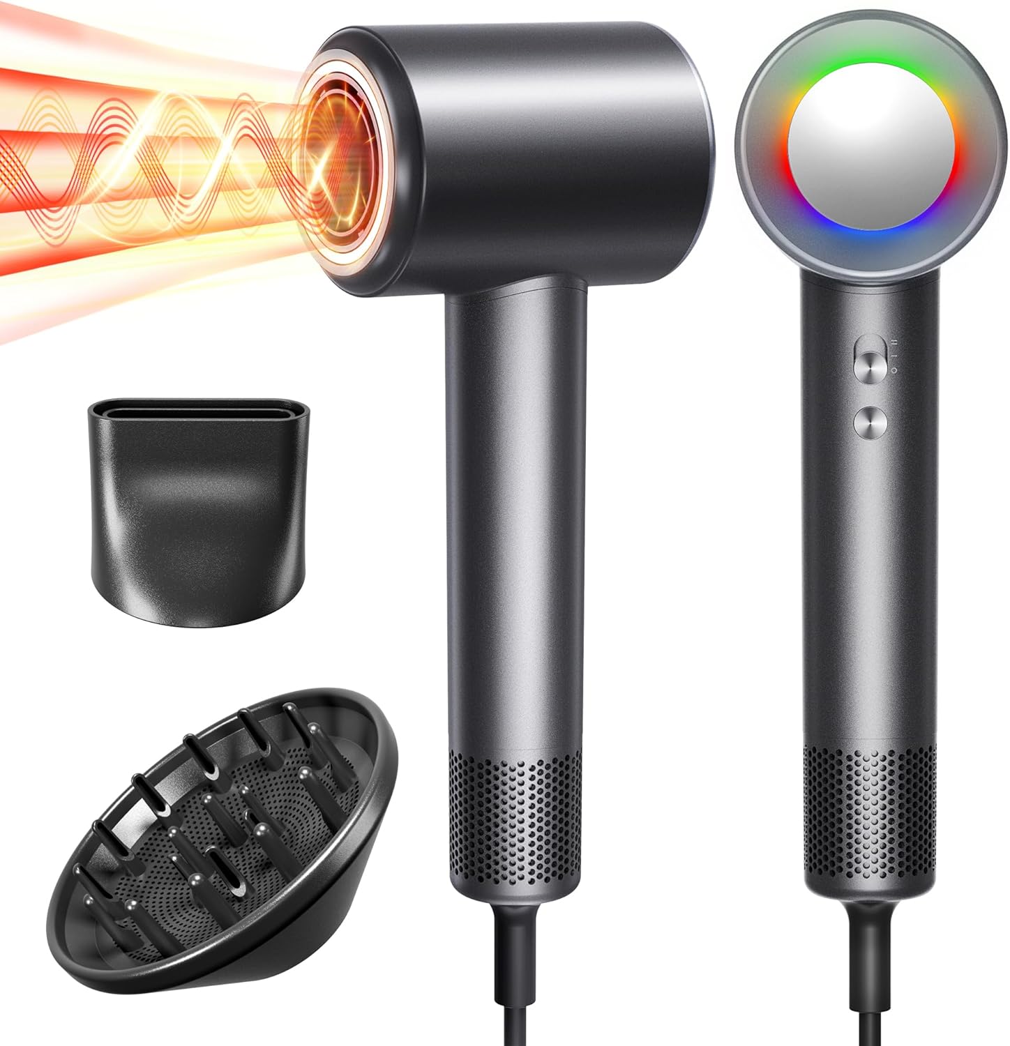 Hair Dryer, Professional High-Speed Brushless Motor Blow Dryer 500 Millions Negative Ionic Care Hair Dryer for Fast Drying, Low Noise Thermo-Control Hairdryer, Travel with Magnetic Diffuser & Nozzle