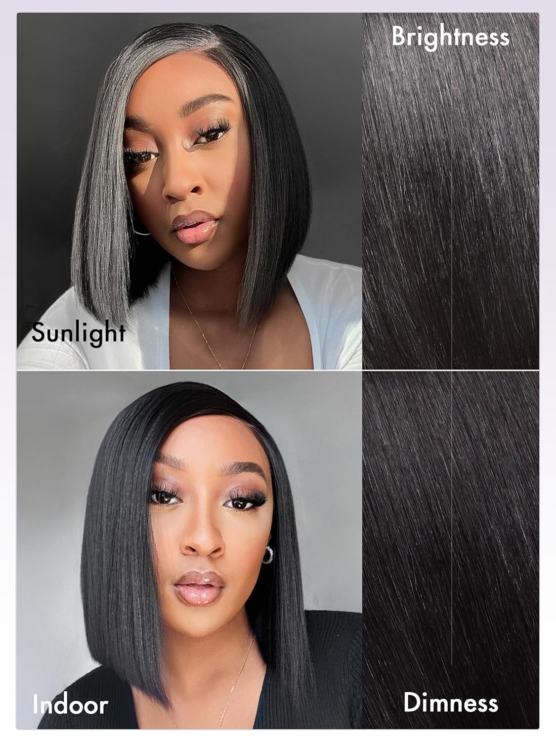 LUVME HAIR Bob Wig 100% Human Hair Wigs Glueless Lace Front 200% Density 10 Inches Bob, Pre Cut Plucked Hd Lace Short Wig Ready To Go Natural Color Straight Bleached Knots Side Part Black Wigs - Image 4