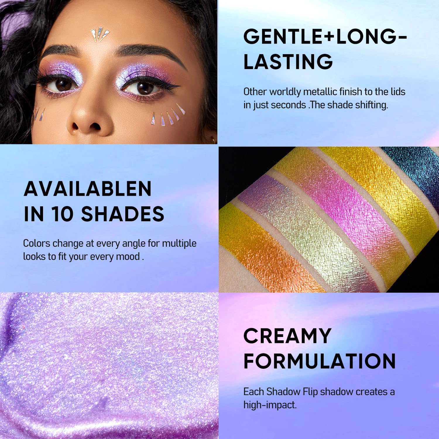 MAKI YIKA Glitter Eyeshadow Green Liquid Multichrome Eyeshadows Long Lasting Metallic Chameleon Eye Shadow Holographic Eye Topper Glitters (#2 Peacock) - Image 6