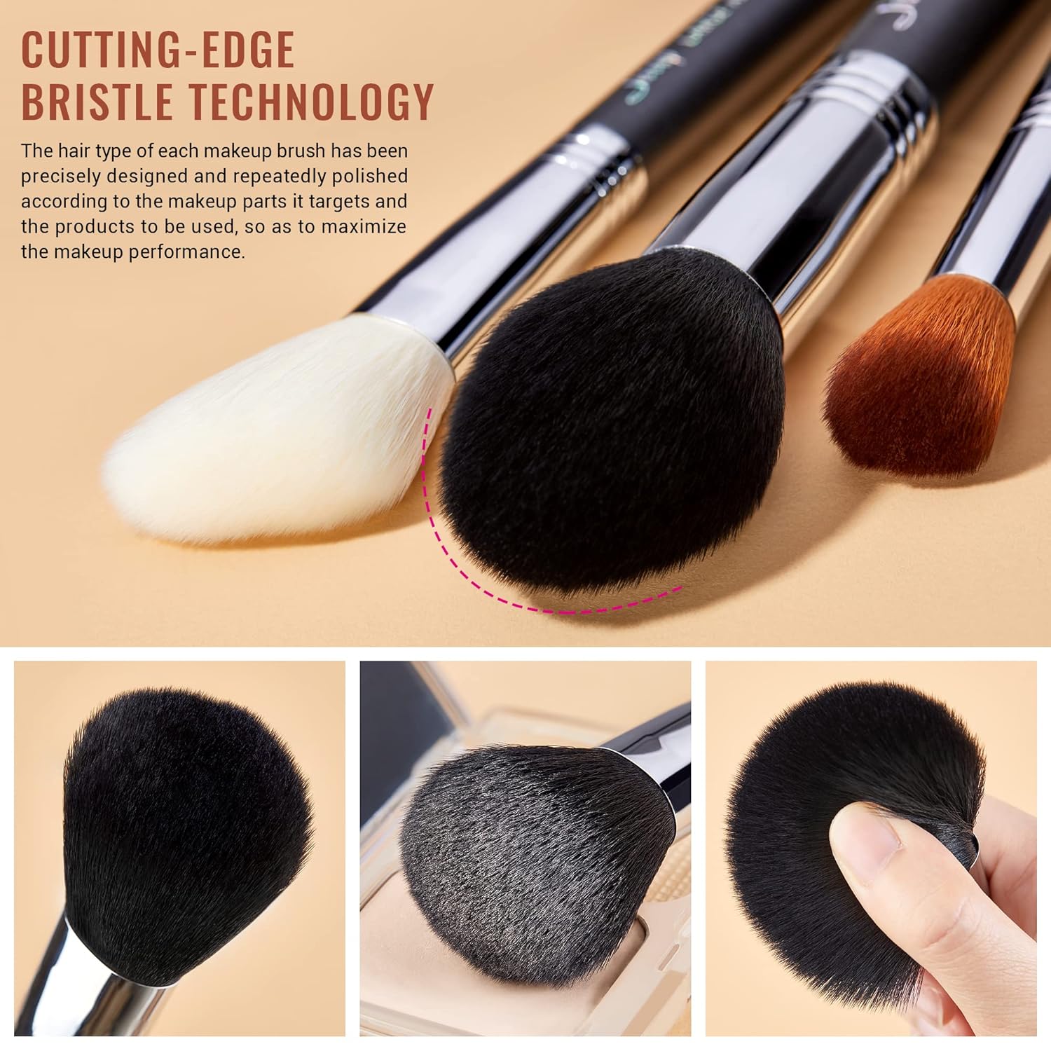 Jessup Makeup Brushes Set Professional 27 pcs Brush Makeup Premium Synthetic Foundation Contour Powder Blush Highlighter Eyeshadow Concealer Brow Face Make Up Brushes Tools Black/Silver T133 - Image 3