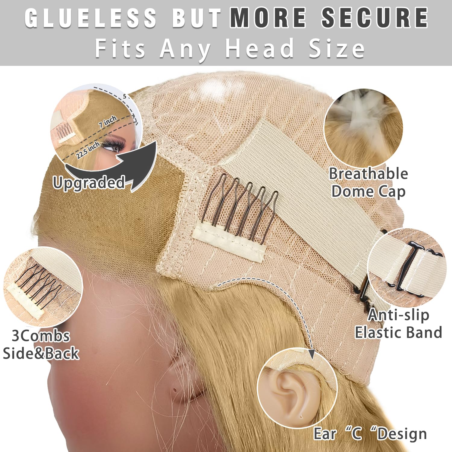 28 Inch Honey Blonde Wig Human Hair 200% Density 7x5 Blonde Lace Front Wigs Human Hair Body Wave 27# Colored Wear and Go Glueless Wigs Pre Plucked Pre Cut - Image 5