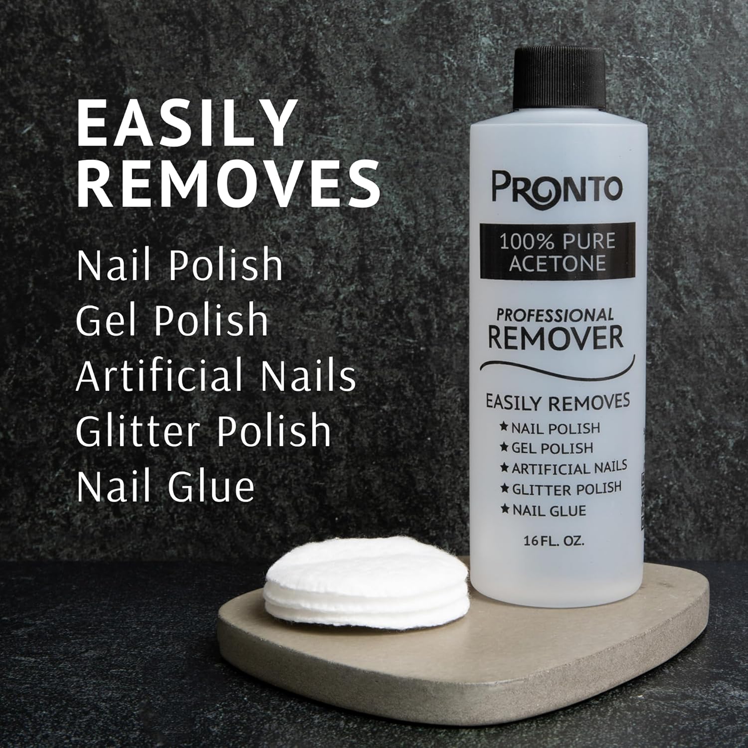 Pronto 100% Acetone Nail Polish Remover - Gel Polish Remover for Nails | Acetone Nail Polish Remover & Remover For Nails, Glue, Gel, Acrylic & Dip | 100 Percent Pure Acetone, 16 Fl oz (Pack of 1) - Image 2