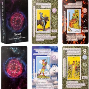 Tarot Cards with Meanings on Them, Learning Tarot Cards Set for Beginner, Deck Fortune Telling Game, Keywords, Chakra, Planet, Zodiac, Element, Yes or No, Affirmations
