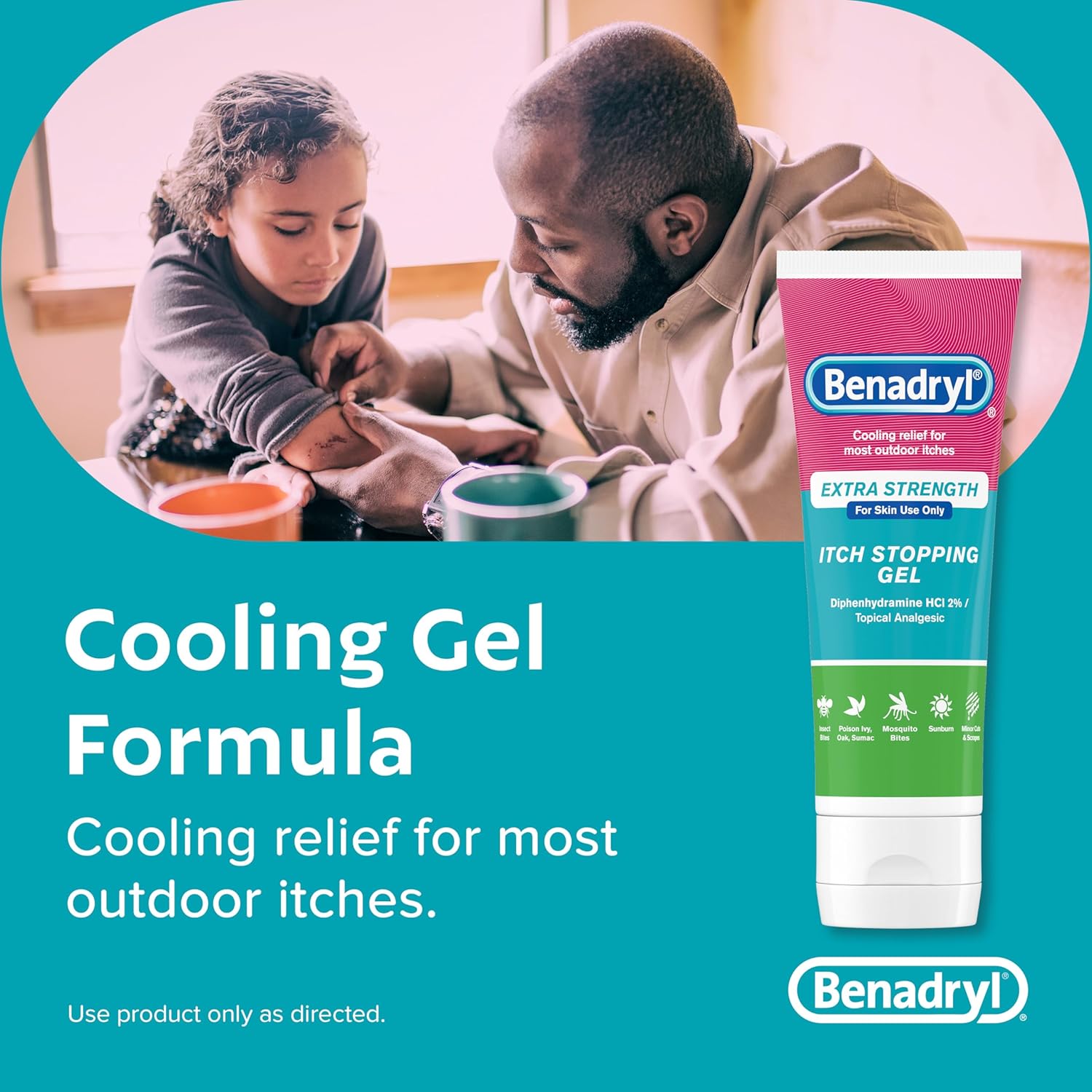Benadryl Extra Strength Anti Itch Relief Gel, 2% Diphenhydramine HCl, Relief from Insect Bites, Sunburn & More, Great for Camping Essentials, 3.5 fl oz - Image 4