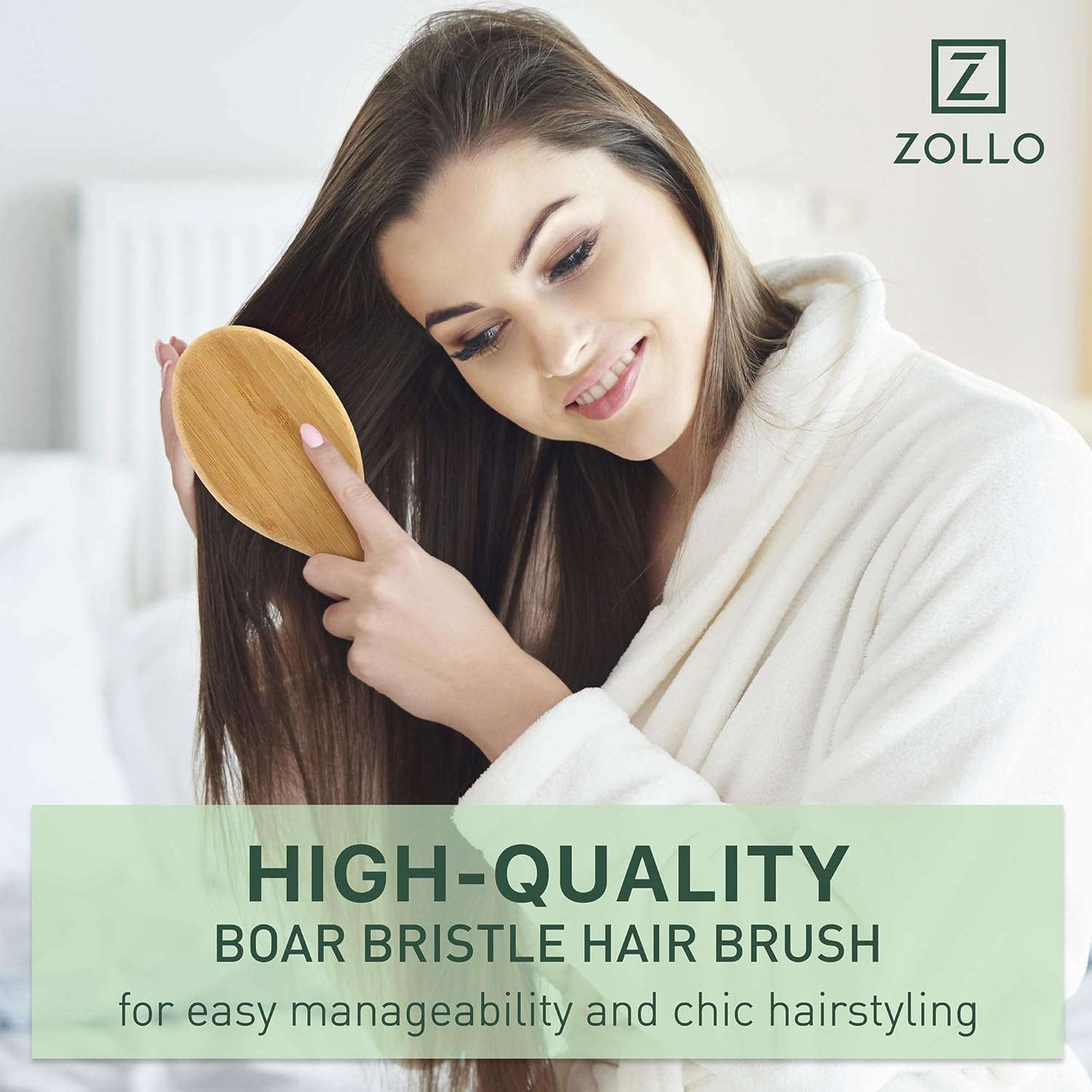 Natural Boar Bristle Hair Brush for Women, Men, Kids; Dry and Wet Detangling Hair Brush Gently Enhances Shine, Smooths Frizz and Prevents Breakage in Fine and Straight, Thick and Curly Hair (oval) - Image 8